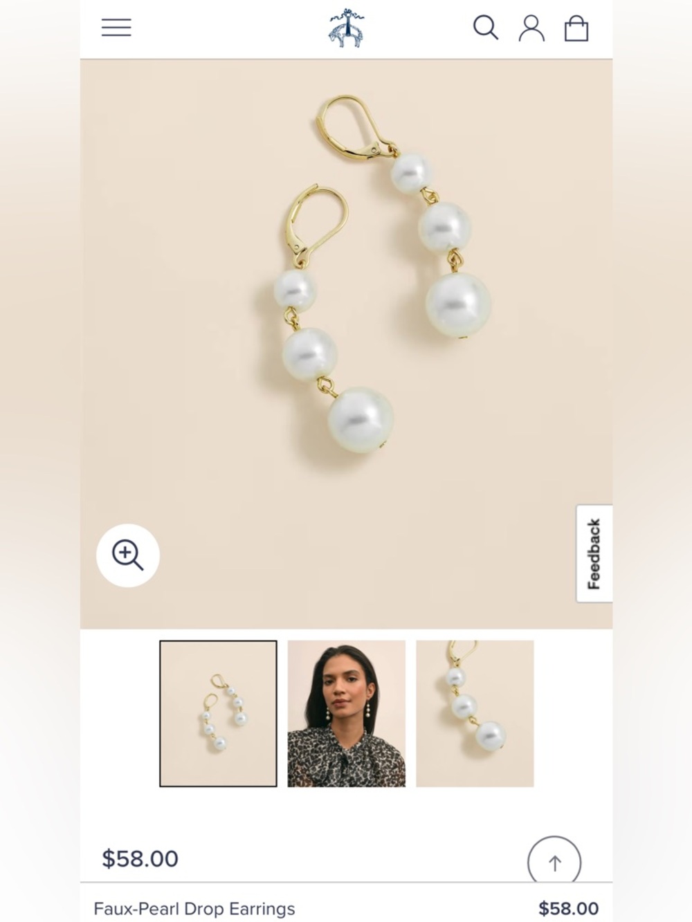 🆕 Brooks Brothers Gold-Tone Triple White Pearl Drop Earrings, never worn